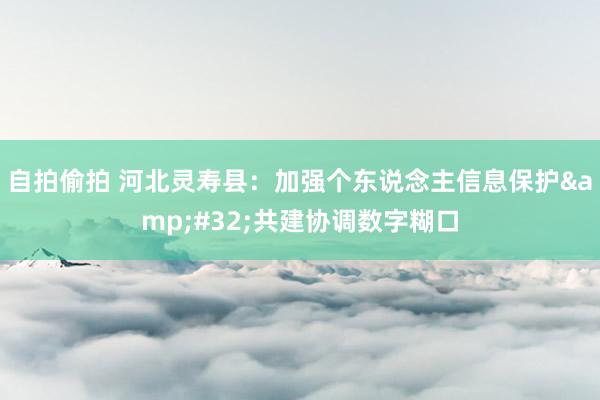 自拍偷拍 河北灵寿县：加强个东说念主信息保护&#32;共建协调数字糊口
