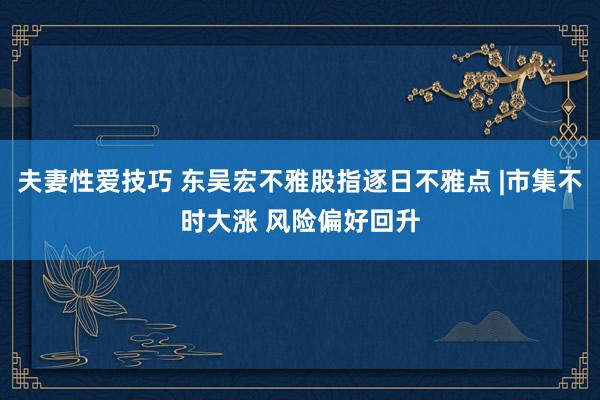 夫妻性爱技巧 东吴宏不雅股指逐日不雅点 |市集不时大涨 风险偏好回升