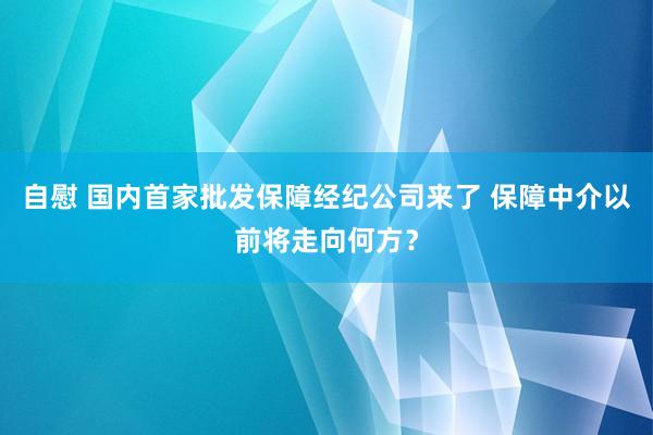 自慰 国内首家批发保障经纪公司来了 保障中介以前将走向何方？