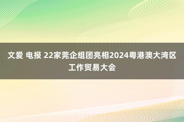 文爱 电报 22家莞企组团亮相2024粤港澳大湾区工作贸易大会