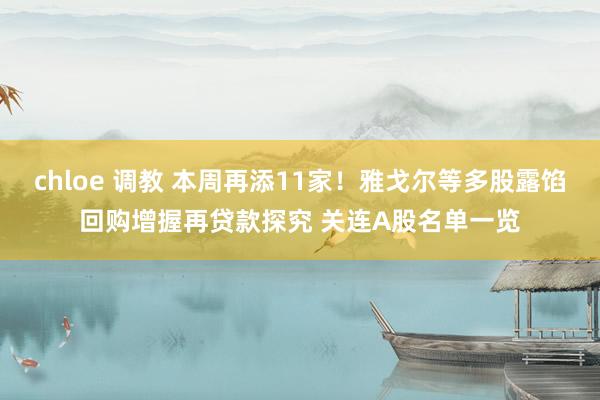 chloe 调教 本周再添11家！雅戈尔等多股露馅回购增握再贷款探究 关连A股名单一览