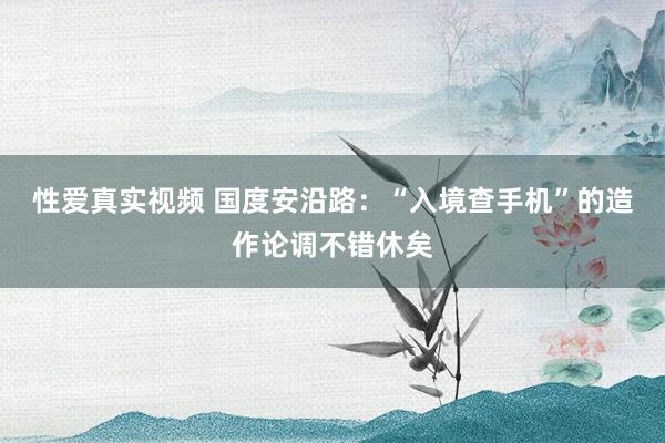 性爱真实视频 国度安沿路：“入境查手机”的造作论调不错休矣