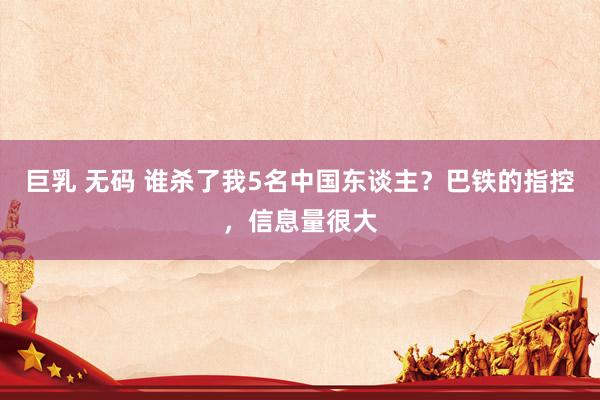 巨乳 无码 谁杀了我5名中国东谈主？巴铁的指控，信息量很大