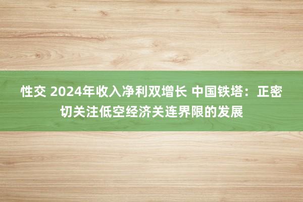 性交 2024年收入净利双增长 中国铁塔：正密切关注低空经济关连界限的发展