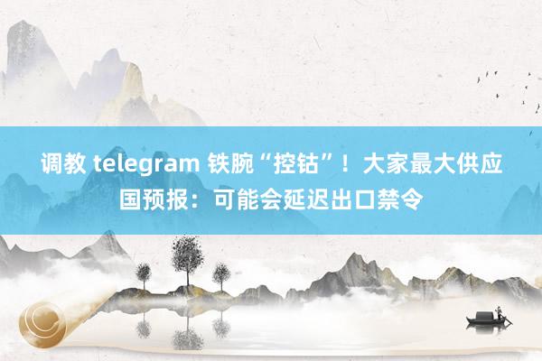 调教 telegram 铁腕“控钴”！大家最大供应国预报：可能会延迟出口禁令