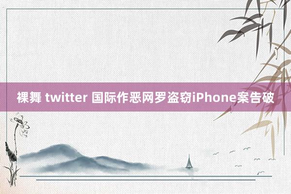 裸舞 twitter 国际作恶网罗盗窃iPhone案告破