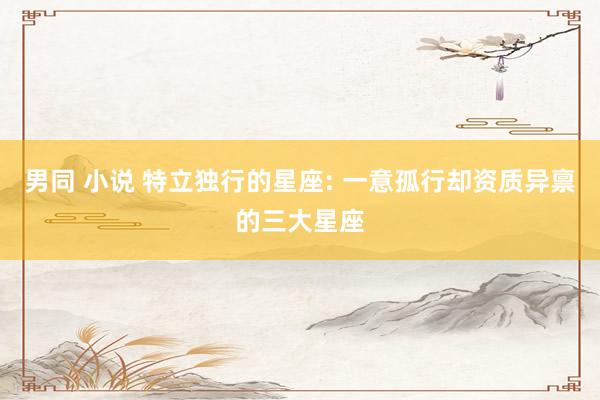 男同 小说 特立独行的星座: 一意孤行却资质异禀的三大星座