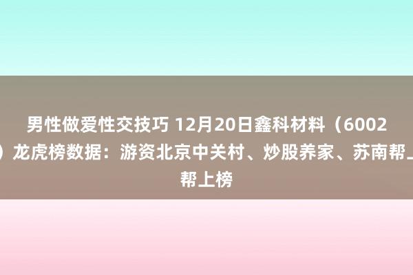男性做爱性交技巧 12月20日鑫科材料（600255）龙虎榜数据：游资北京中关村、炒股养家、苏南帮上榜