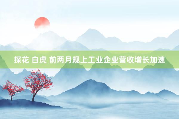 探花 白虎 前两月规上工业企业营收增长加速