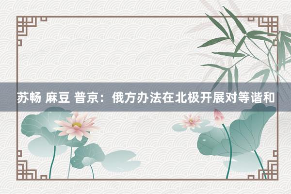 苏畅 麻豆 普京：俄方办法在北极开展对等谐和