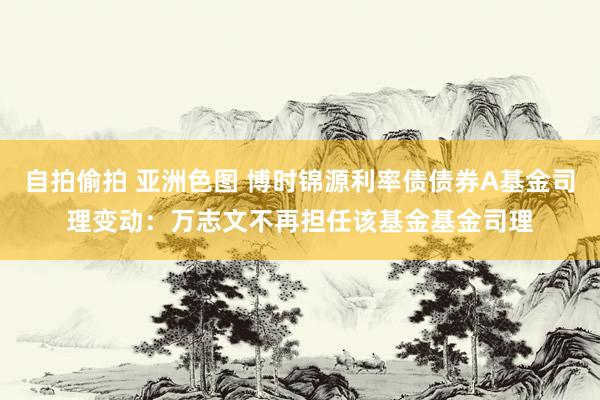 自拍偷拍 亚洲色图 博时锦源利率债债券A基金司理变动：万志文不再担任该基金基金司理