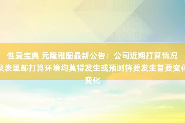 性爱宝典 元隆雅图最新公告：公司近期打算情况及表里部打算环境均莫得发生或预测将要发生首要变化