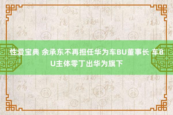 性爱宝典 余承东不再担任华为车BU董事长 车BU主体零丁出华为旗下