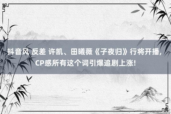 抖音风 反差 许凯、田曦薇《子夜归》行将开播， CP感所有这个词引爆追剧上涨!