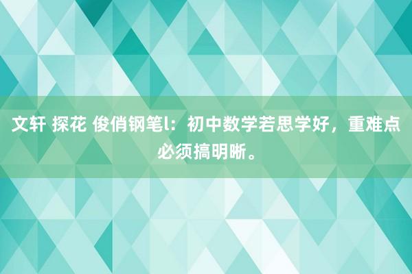 文轩 探花 俊俏钢笔l:初中数学若思学好,重难点必须搞明晰。