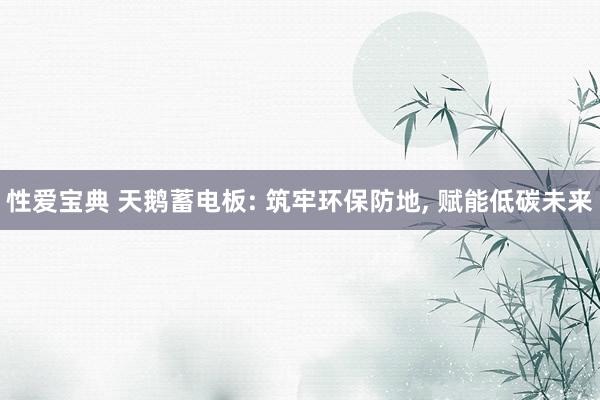 性爱宝典 天鹅蓄电板: 筑牢环保防地， 赋能低碳未来