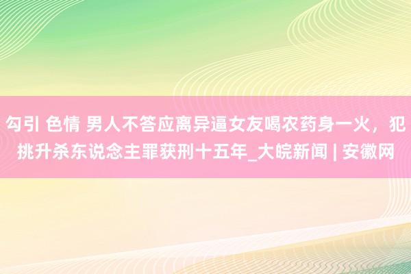 勾引 色情 男人不答应离异逼女友喝农药身一火，犯挑升杀东说念主罪获刑十五年_大皖新闻 | 安徽网