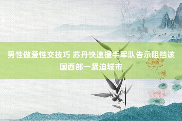 男性做爱性交技巧 苏丹快速援手军队告示阻挡该国西部一紧迫城市