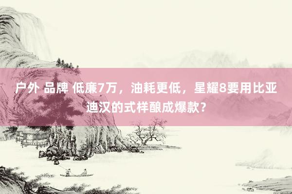 户外 品牌 低廉7万，油耗更低，星耀8要用比亚迪汉的式样酿成爆款？