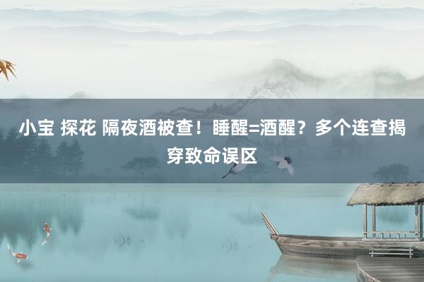 小宝 探花 隔夜酒被查！睡醒=酒醒？多个连查揭穿致命误区
